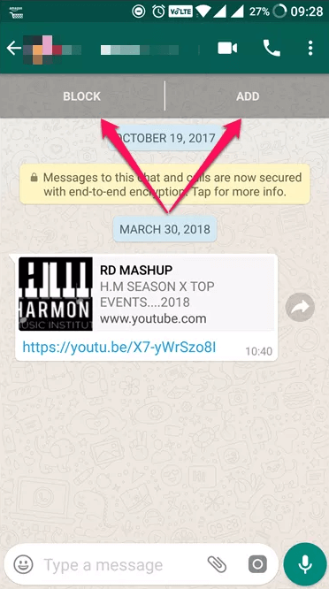 whatsapp block list open